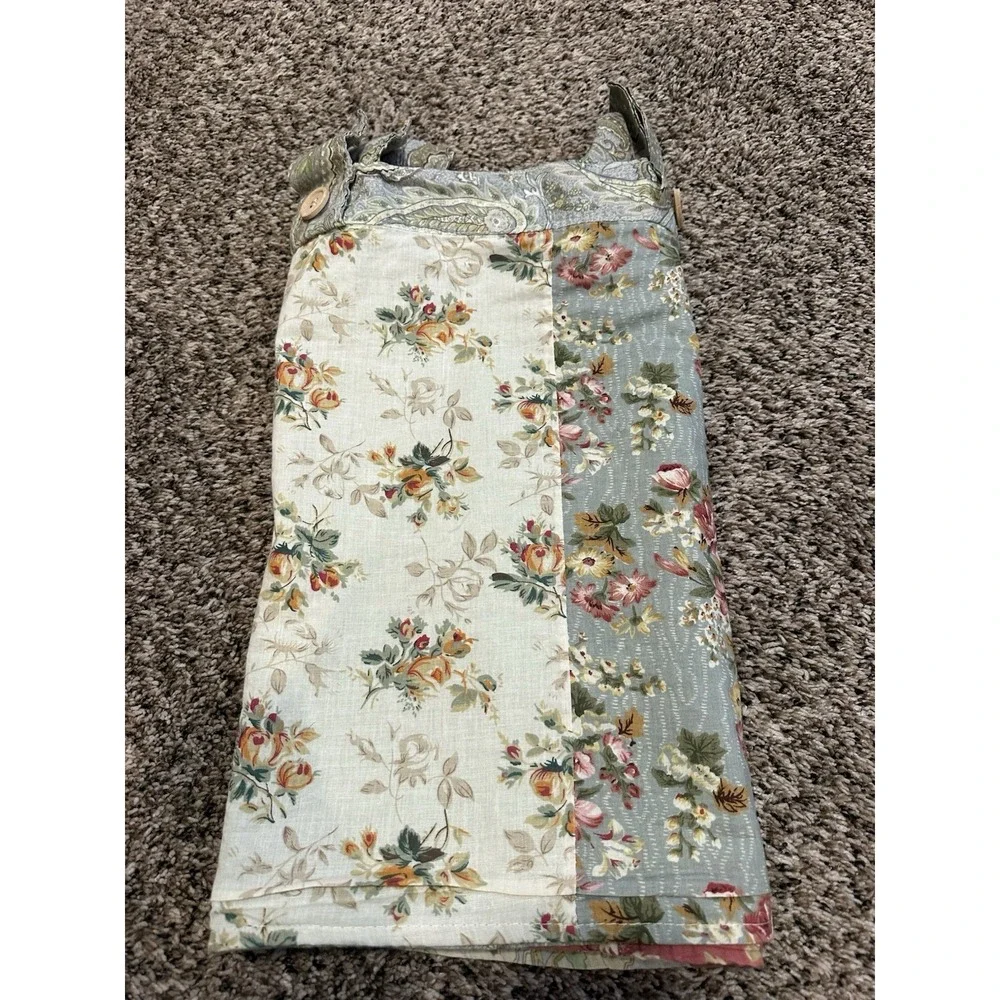 2 Vintage Patchwork Floral Tab Top Valance Pair Cottagecore Farmhouse Country